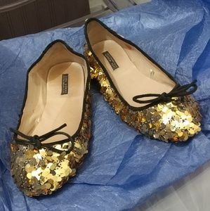 Zara gold paillette flats